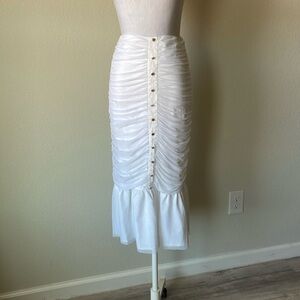 Alamour white ruffle midi skirt size small